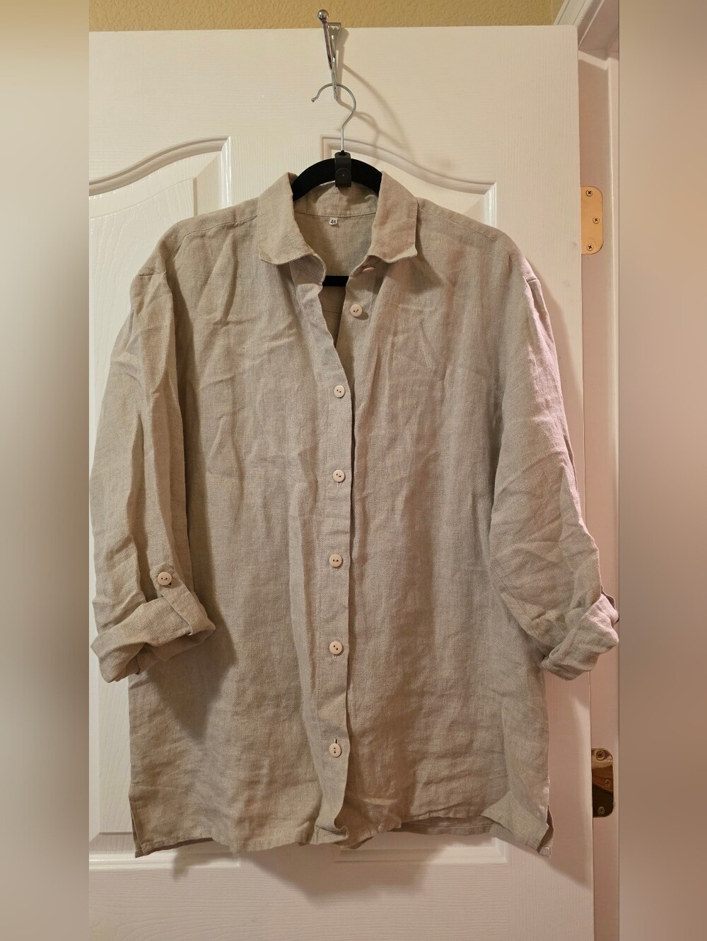 Sewing Fiesta Women’s Long Sleeve Or 3/4 Sleeve Linen Shirt Size XL (US 16) EUC